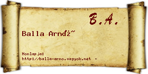 Balla Arnó névjegykártya